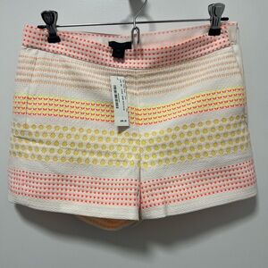 J Crew White/Pink Polkadots Shorts Side zip.